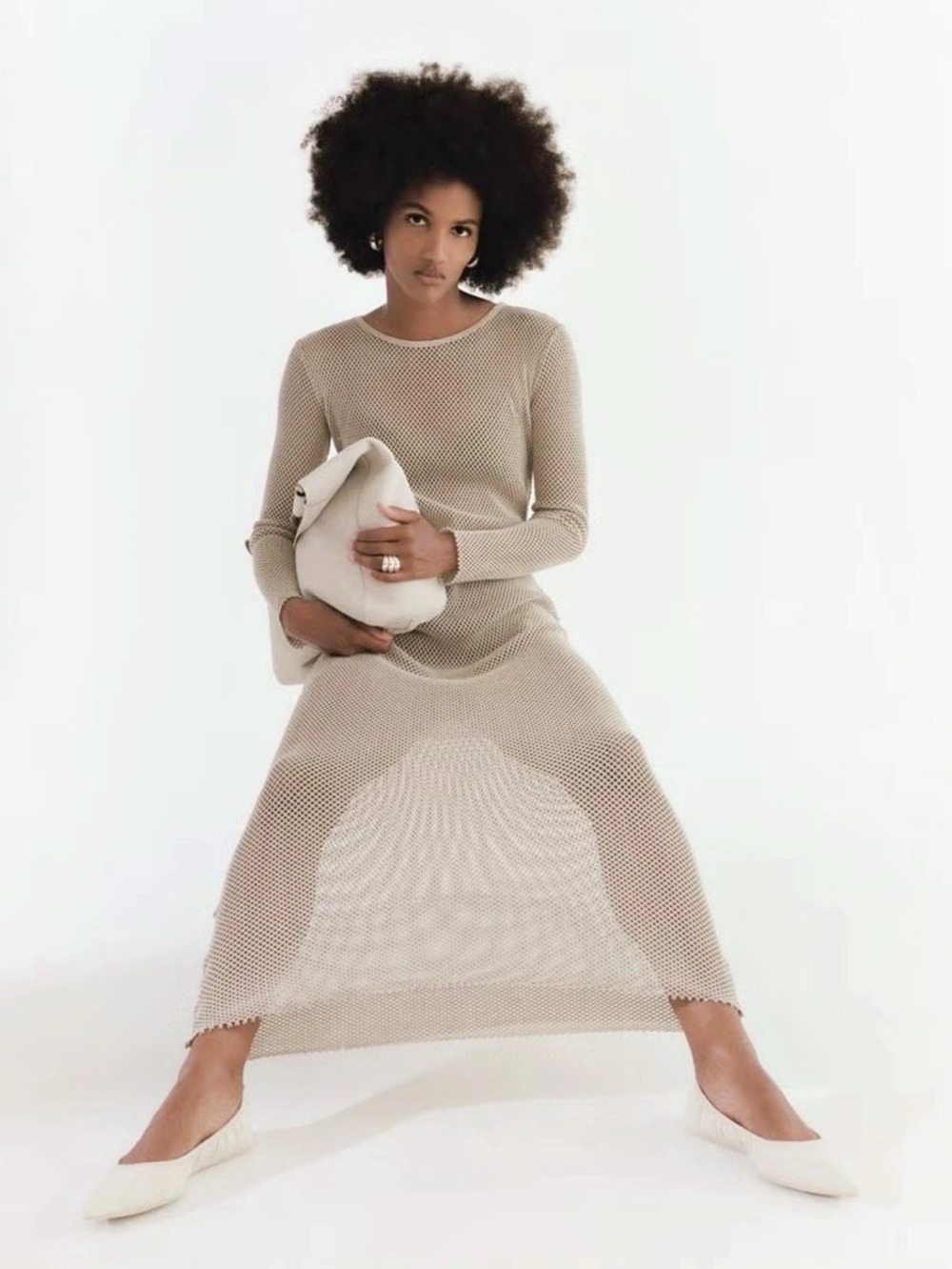 St Agni Long Sleeve Mesh Maxi Dress